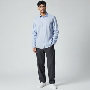 Scotch & Soda Men's Light Blue Micro Geometric Print Button Down Dress Shirt